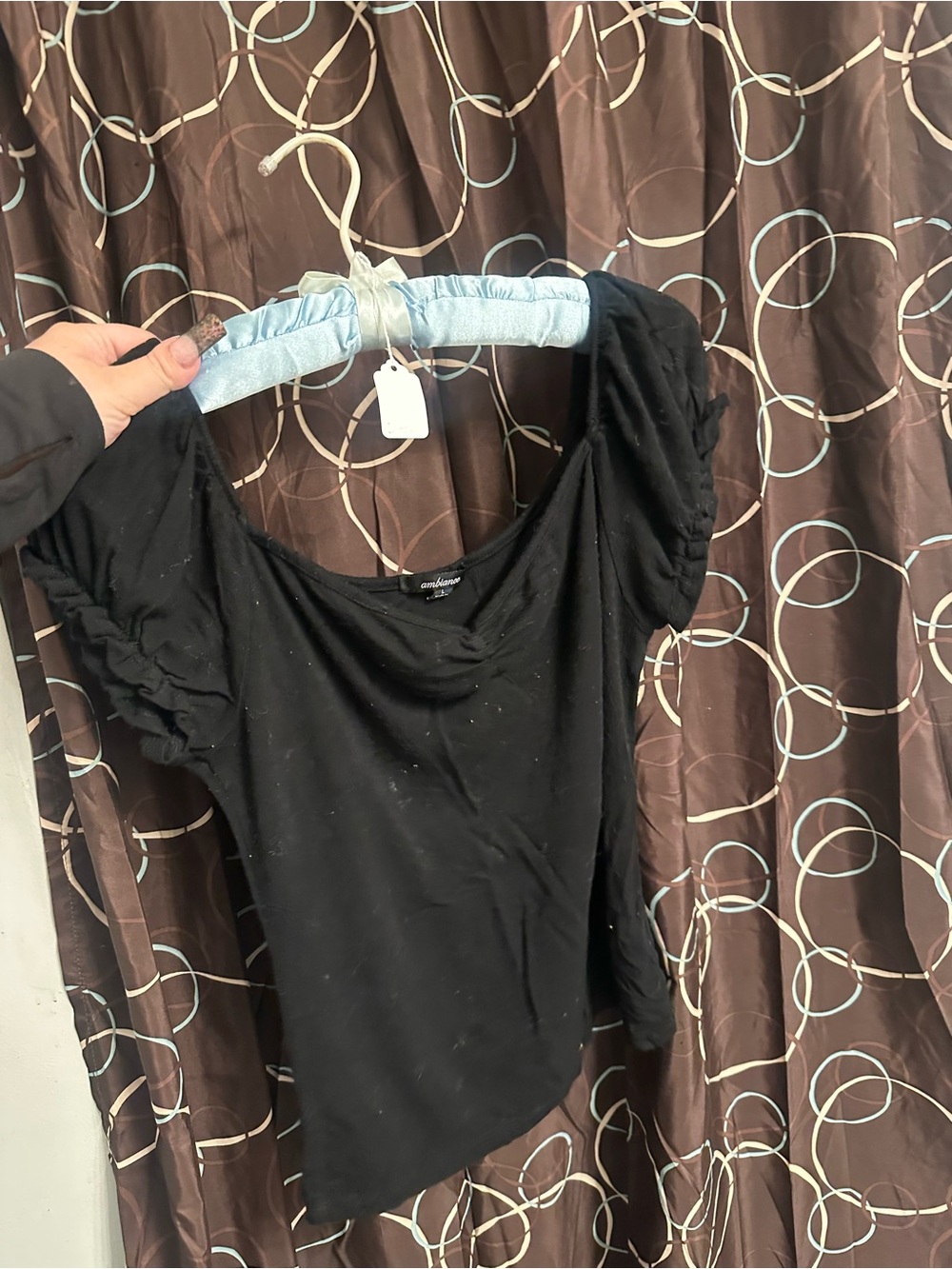 Ambiance Black Puff Sleeve Scoop Neck Tee